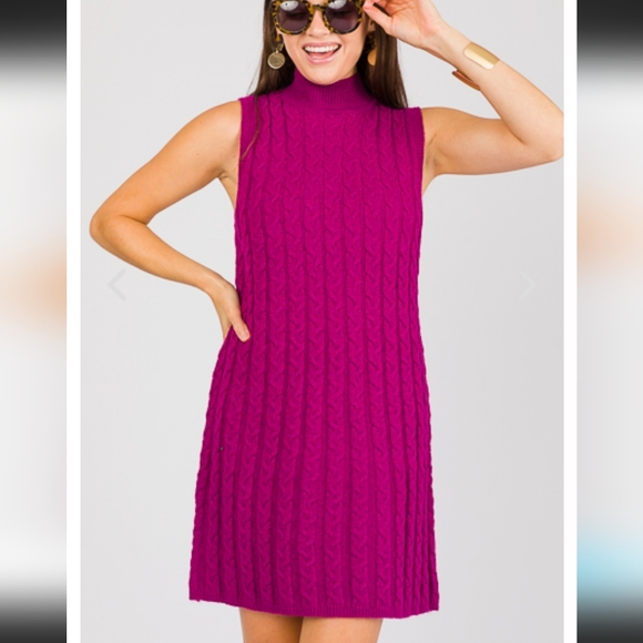 HILLARY CABLE KNIT DRESS, PLUM - Picture 1 of 7